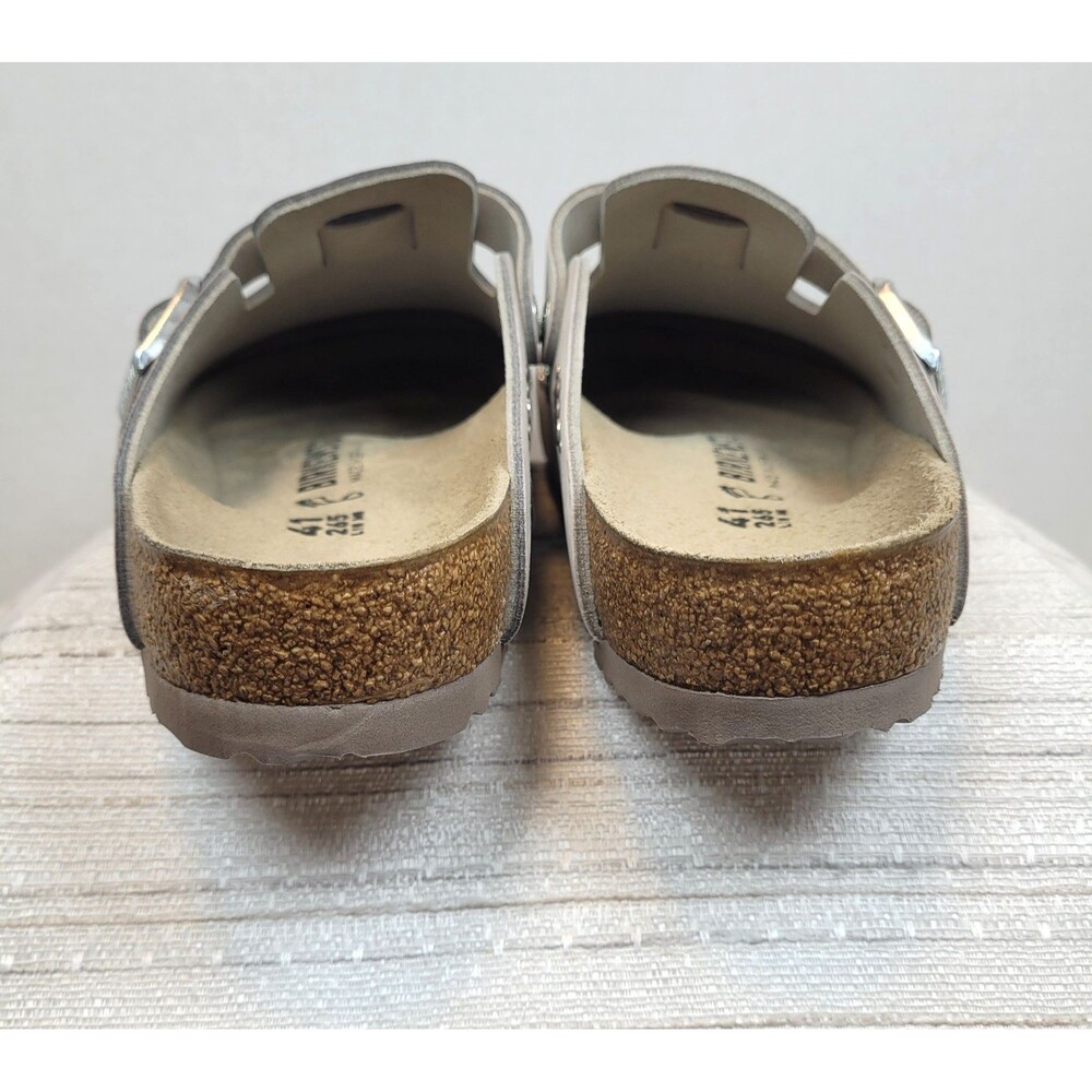 Rare Birkenstock Boston Rivets / Studs Taupe Soft Suede Leather Women's 10 EU 41 - Picture 5 of 16